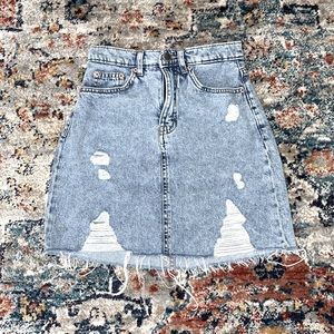 Ripped Denim Skirt